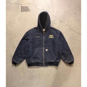 Vintage Carhartt Men's Navy Hooded Work Jacket